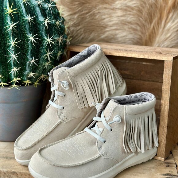 Ariat Hilo High Top Fringe Slip-On Shoe [Sand Suede] ✙NWT✙ - Picture 4 of 5